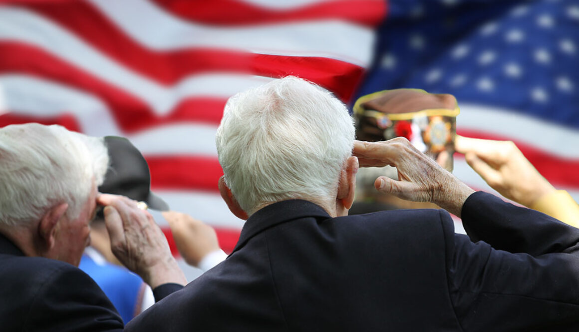 Two Elderly Veterans Saluting an American Flag Do Veterans Qualify for Hospice Care